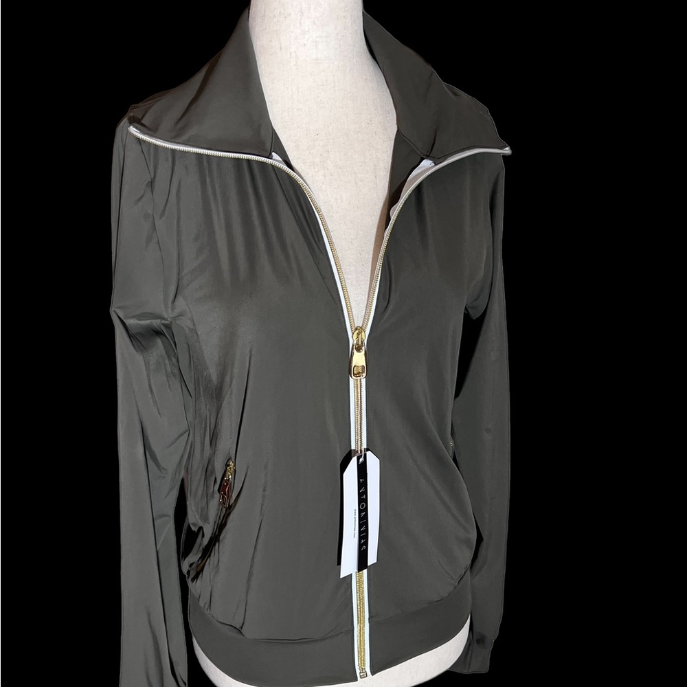 Elegant Panoply zip jacket in beautiful deep olive NWT